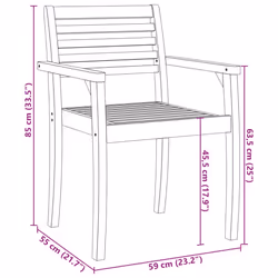 vidaXL Garden Chairs Outdoor Chair Balcony Dining Chair Solid Wood Acacia - 2 pcs