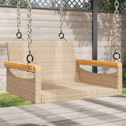 vidaXL Swing Bench Beige 24.8""""x24.4""""x15.7"""" Poly Rattan