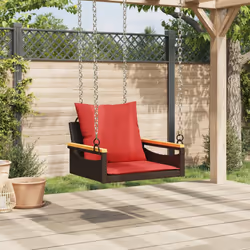 vidaXL Swing Bench with Cushions Brown 24.8x24.4x15.7 Poly Rattan