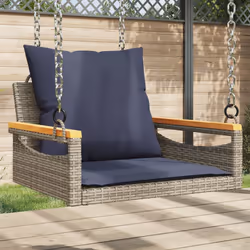 vidaXL Swing Bench with Cushions Gray 24.8x24.4x15.7 Poly Rattan