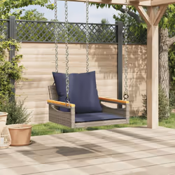 vidaXL Swing Bench with Cushions Gray 24.8x24.4x15.7 Poly Rattan