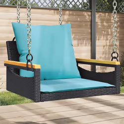 vidaXL Swing Bench with Cushions Black 24.8x24.4x15.7 Poly Rattan