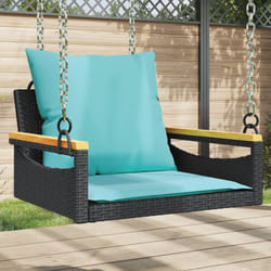 vidaXL Swing Bench with Cushions Black 24.8x24.4x15.7 Poly Rattan