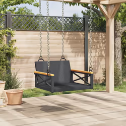 vidaXL Swing Bench Black 24.8""""x24.4""""x15.7"""" Poly Rattan