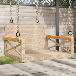 vidaXL Swing Bench Beige 24.8""""x24.4""""x15.7"""" Poly Rattan