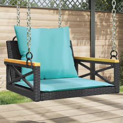 vidaXL Swing Bench with Cushions Black 24.8x24.4x15.7 Poly Rattan