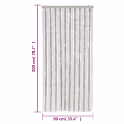 vidaXL Fly Curtain Fly Screen Curtain Light Grey and White 90x200 cm Chenille - Additional view 6