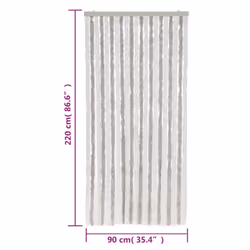 vidaXL Fly Curtain Fly Screen Curtain Light Grey and White 90x220 cm Chenille - Additional view 6