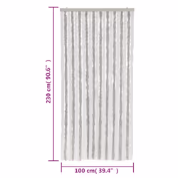vidaXL Fly Curtain Fly Screen Curtain Light Grey and White 100x230 cm Chenille - Additional view 6