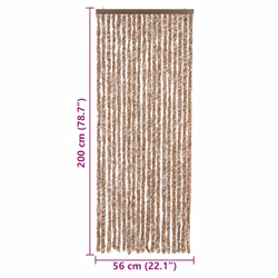 vidaXL Fly Curtain Door Curtain Fly Screen Fly Blind Insect Curtain Chenille - beige and dark brown, 56 x 200 cm - Additional view 6
