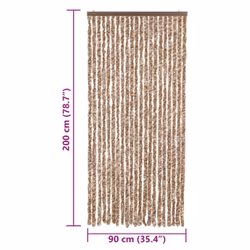 vidaXL Fly Curtain Door Curtain Fly Screen Fly Blind Insect Curtain Chenille - beige and dark brown, 90 x 200 cm - Additional view 6