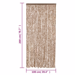 vidaXL Fly Curtain Fly Screen Curtain Beige and Dark Brown 100x200 cm Chenille - Additional view 6