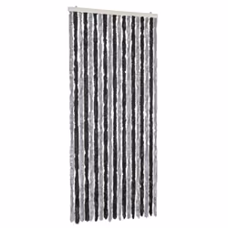 vidaXL Fly Curtain Door Curtain Fly Screen Fly Blind Insect Curtain Chenille - grey and black, 56 x 200 cm