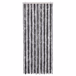 vidaXL Fly Curtain Door Curtain Fly Screen Fly Blind Insect Curtain Chenille - grey and black, 56 x 200 cm