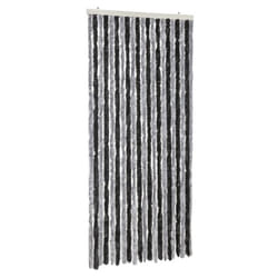 vidaXL Fly Curtain Door Curtain Fly Screen Grey and Black 90x200 cm Chenille