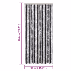 vidaXL Fly Curtain Door Curtain Fly Screen Grey and Black 90x200 cm Chenille