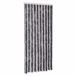 vidaXL Fly Curtain Door Curtain Fly Screen Grey and Black 90x220 cm Chenille