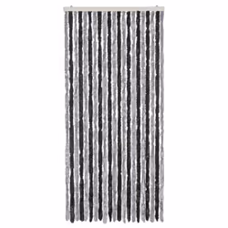 vidaXL Fly Curtain Door Curtain Fly Screen Grey and Black 90x220 cm Chenille