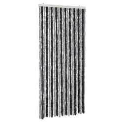 vidaXL Fly Curtain Door Curtain Fly Screen Grey and Black 100x200 cm Chenille