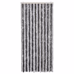 vidaXL Fly Curtain Door Curtain Fly Screen Grey and Black 100x200 cm Chenille