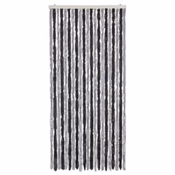 vidaXL Fly Curtain Door Curtain Fly Screen Grey and Black 100x220 cm Chenille - Additional view 2