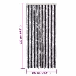 vidaXL Fly Curtain Door Curtain Fly Screen Grey and Black 100x220 cm Chenille - Additional view 6