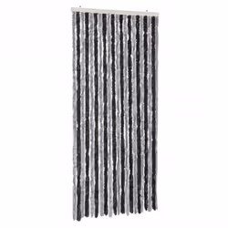 vidaXL Fly Curtain Door Curtain Fly Screen Grey and Black 100x230 cm Chenille