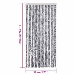 vidaXL Fly Curtain Fly Screen Grey and Black and White 56x200 cm Chenille - Additional view 6