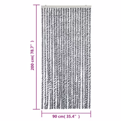 vidaXL Fly Curtain Fly Screen Grey and Black and White 90x200 cm Chenille