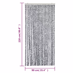 vidaXL Fly Curtain Fly Screen Grey and Black and White 90x220 cm Chenille - Additional view 6