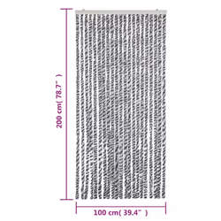 vidaXL Fly Curtain Fly Screen Grey and Black and White 100x200 cm Chenille - Additional view 6