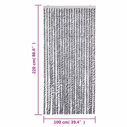 vidaXL Fly Curtain Fly Screen Grey and Black and White 100x220 cm Chenille - Additional view 6