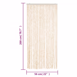 vidaXL Fly Curtain Door Curtain Fly Screen Beige and White 56x200 cm Chenille