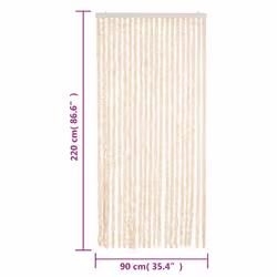 vidaXL Fly Curtain Door Curtain Fly Screen Beige and White 90x220 cm Chenille - Additional view 6