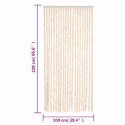 vidaXL Fly Curtain Door Curtain Fly Screen Beige and White 100x220 cm Chenille - Additional view 6