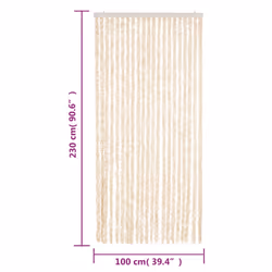 vidaXL Fly Curtain Door Curtain Fly Screen Beige and White 100x230 cm Chenille