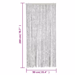 vidaXL Fly Curtain Door Curtain Fly Screen Curtain Grey 90x200 cm Chenille - Additional view 6