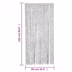 vidaXL Fly Curtain Door Curtain Fly Screen Curtain Grey 90x220 cm Chenille - Additional view 6