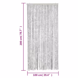 vidaXL Fly Curtain Door Curtain Fly Screen Curtain Grey 100x200 cm Chenille - Additional view 6
