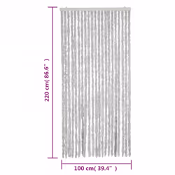 vidaXL Fly Curtain Door Curtain Fly Screen Curtain Grey 100x220 cm Chenille - Additional view 6