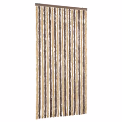 vidaXL Fly Curtain Door Curtain Fly Screen Fly Blind Insect Curtain Chenille - dark brown and beige, 90 x 200 cm