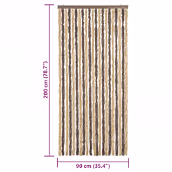 vidaXL Fly Curtain Door Curtain Fly Screen Fly Blind Insect Curtain Chenille - dark brown and beige, 90 x 200 cm