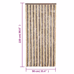 vidaXL Fly Curtain Fly Screen Curtain Dark Brown and Beige 90x220 cm Chenille - Additional view 6