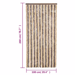 vidaXL Fly Curtain Fly Screen Curtain Dark Brown and Beige 100x200 cm Chenille - Additional view 6