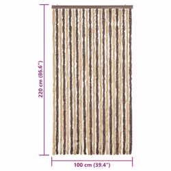 vidaXL Fly Curtain Door Curtain Fly Screen Fly Blind Insect Curtain Chenille - dark brown and beige, 100 x 220 cm