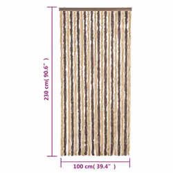 vidaXL Fly Curtain Fly Screen Curtain Dark Brown and Beige 100x230 cm Chenille - Additional view 3