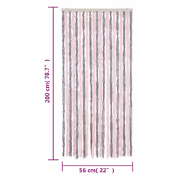 vidaXL Fly Curtain Fly Screen Curtain Silver Grey and Pink 56x200 cm Chenille