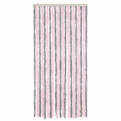 vidaXL Fly Curtain Fly Screen Curtain Silver Grey and Pink 90x220 cm Chenille