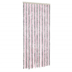 vidaXL Fly Curtain Fly Screen Curtain Silver Grey and Pink 100x200 cm Chenille