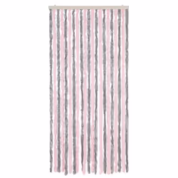 vidaXL Fly Curtain Fly Screen Curtain Silver Grey and Pink 100x200 cm Chenille